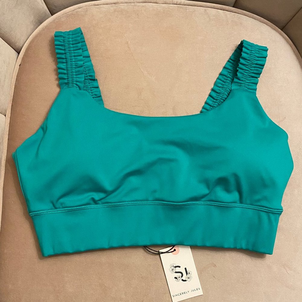 Sincerly Jules Active, Large, Ruffle Bra, Green